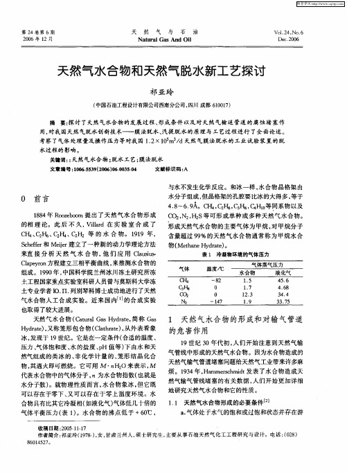 天然气水合物和天然气脱水新工艺探讨