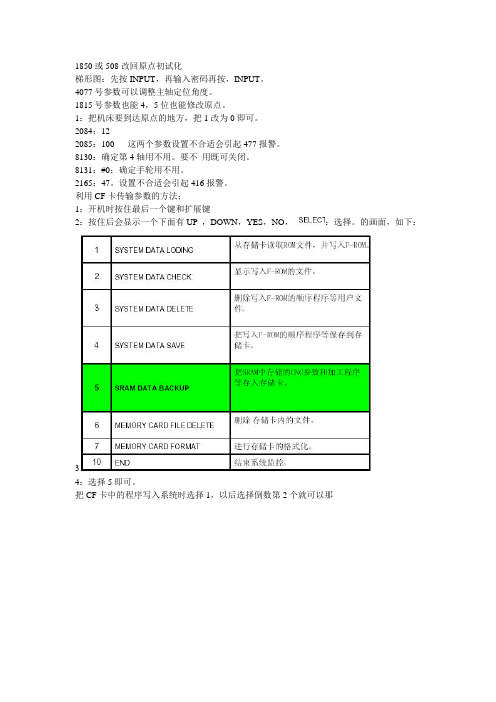 FANUC系统调试纪录