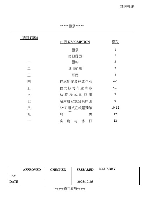 富士康SMT程式管理作业办法