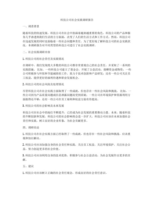 科技公司社会实践调研报告