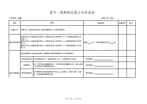 拟晋升一级教师申报表