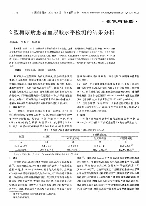 2型糖尿病患者血尿酸水平检测的结果分析