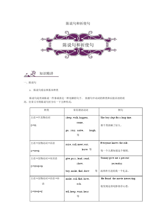 2019年中考英语语法专题讲练：陈述句和祈使句讲解附练习(含解析)