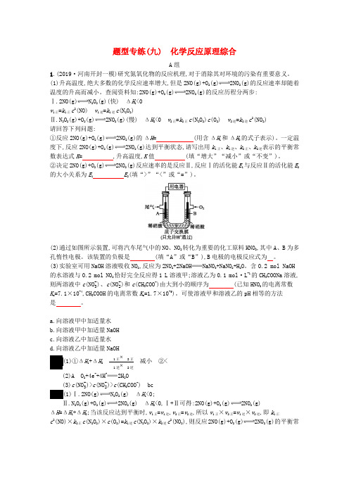 2020高考化学二轮复习题型专练九化学反应原理综合含解析