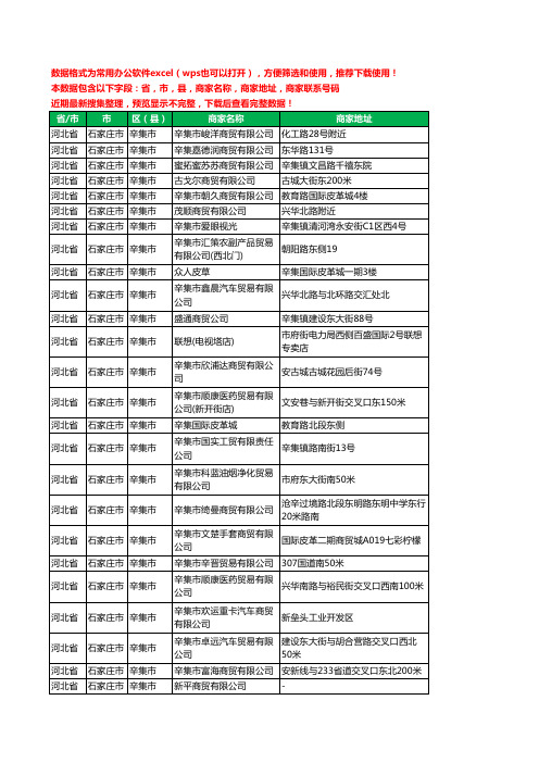 2020新版河北省石家庄市辛集市商贸有限公司工商企业公司商家名录名单黄页联系电话号码地址大全88家