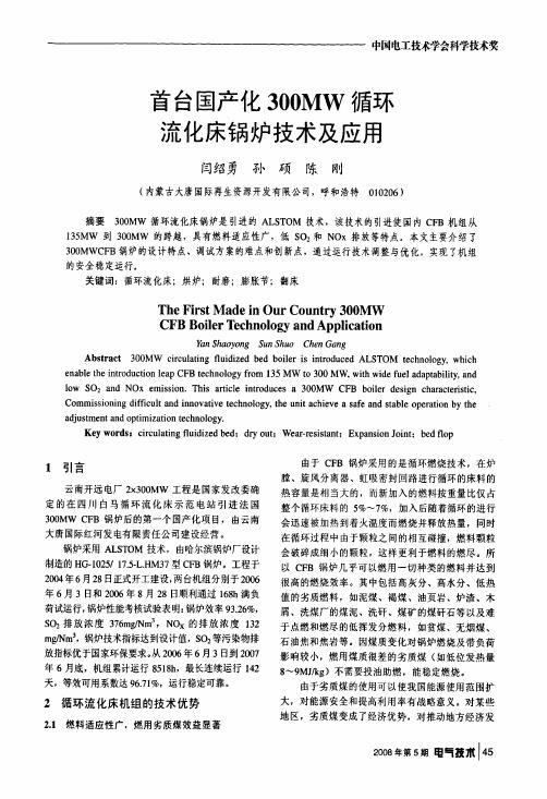 首台国产化300MW循环流化床锅炉技术及应用