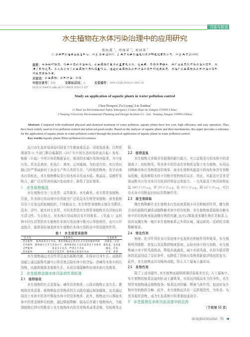 水生植物在水体污染治理中的应用研究