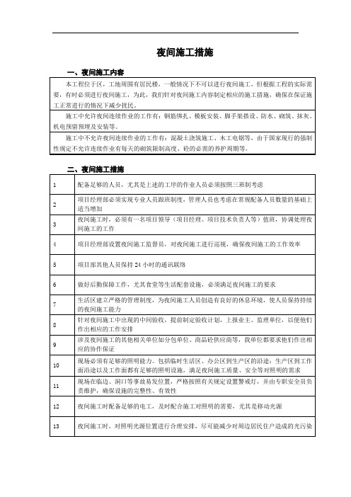 夜间施工措施