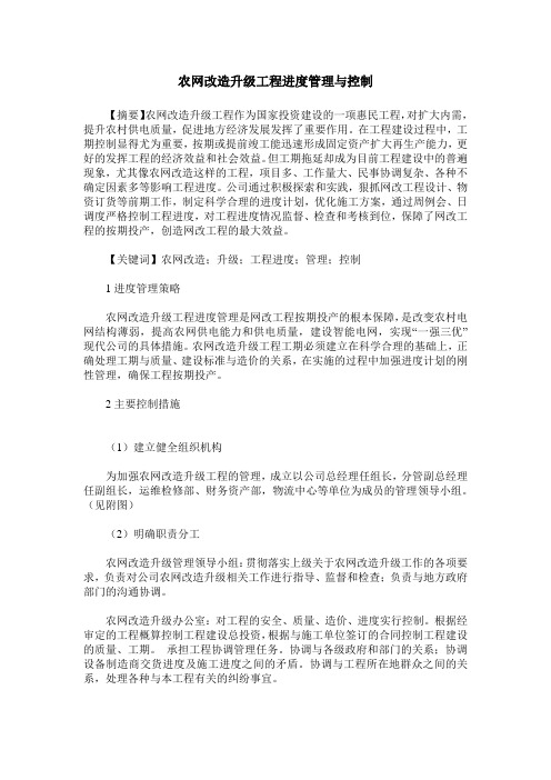 农网改造升级工程进度管理与控制