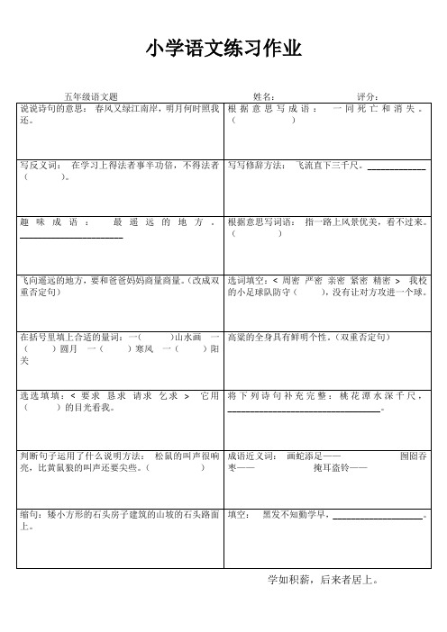 小学五年级语文每日过关一百练 (46)