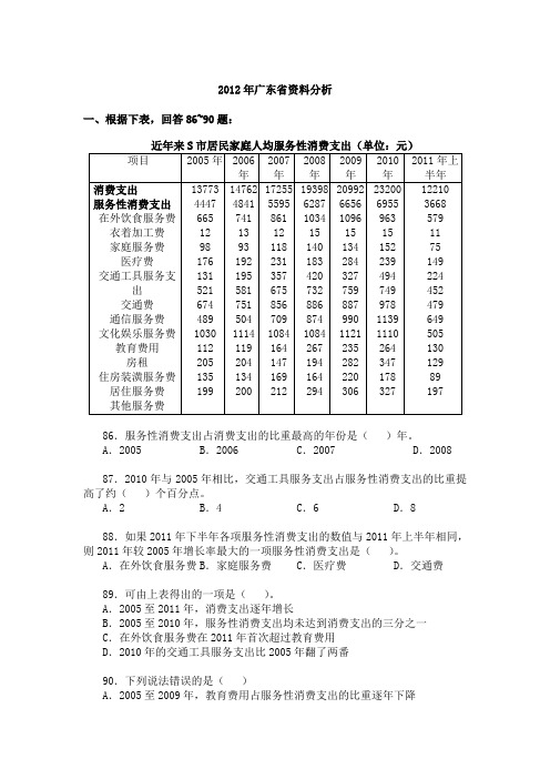 2012年广东省资料分析