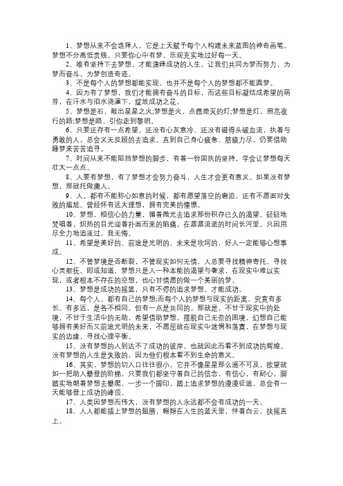 关于梦想的优美语句