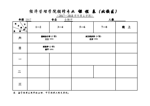 经济管理学院辅修专业课程表北校区