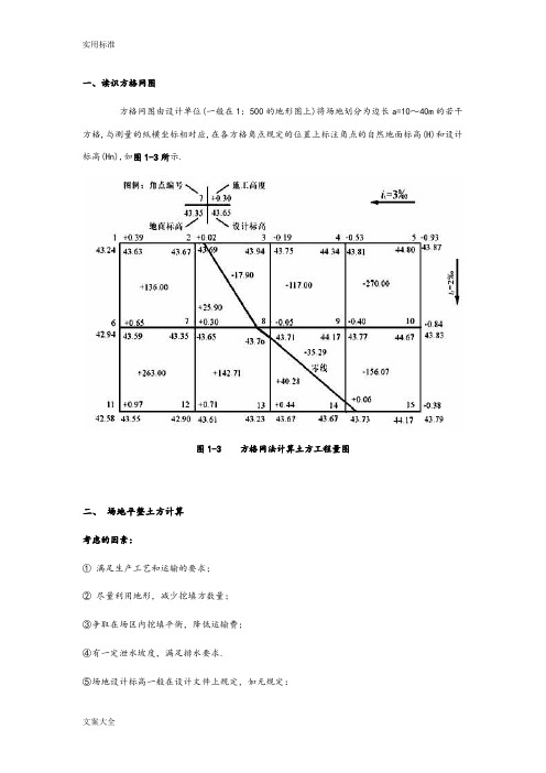 方格网计算土方例题