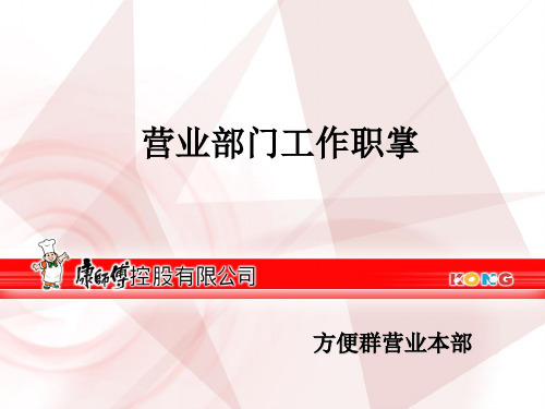 康师傅事业集团营销公司各职能岗位职责范畴