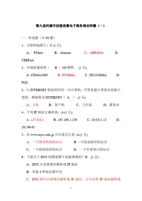 电子商务理论样题1