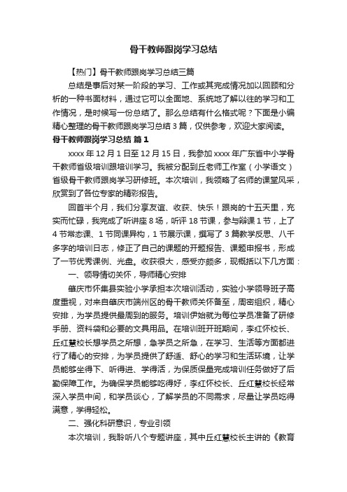 【热门】骨干教师跟岗学习总结三篇