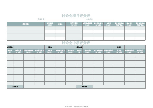金融公司讨论会项目评分表