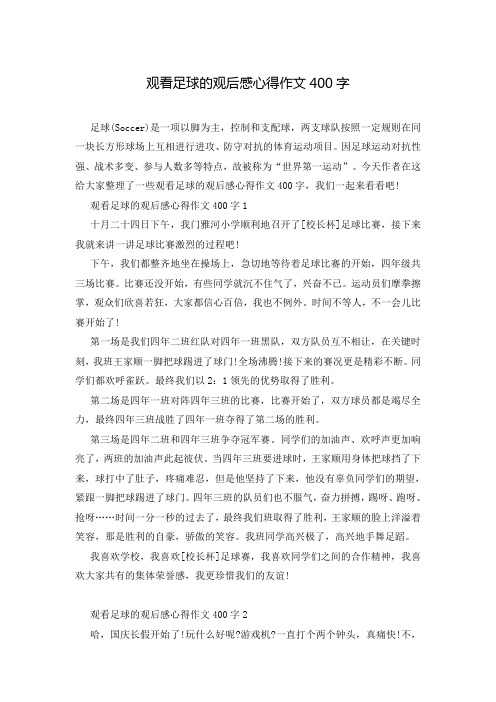 观看足球的观后感心得作文400字