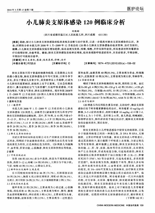 小儿肺炎支原体感染120例临床分析