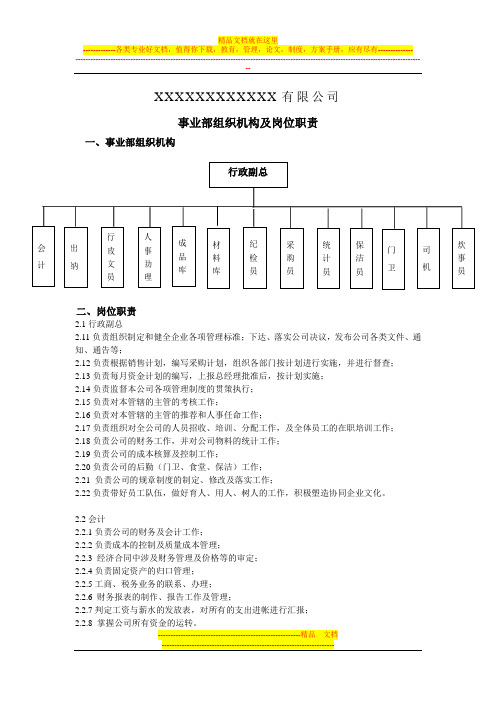 事业部组织机构及岗位职责