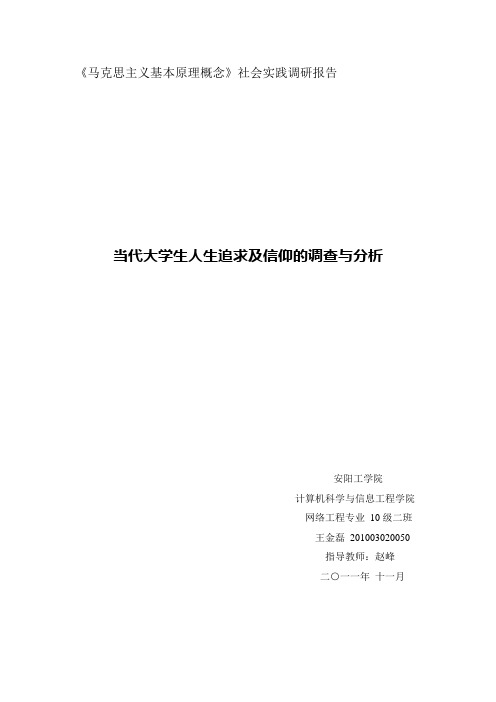 当代大学生人生追求及信仰的调查与分析