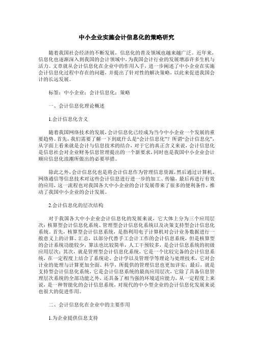中小企业实施会计信息化的策略研究
