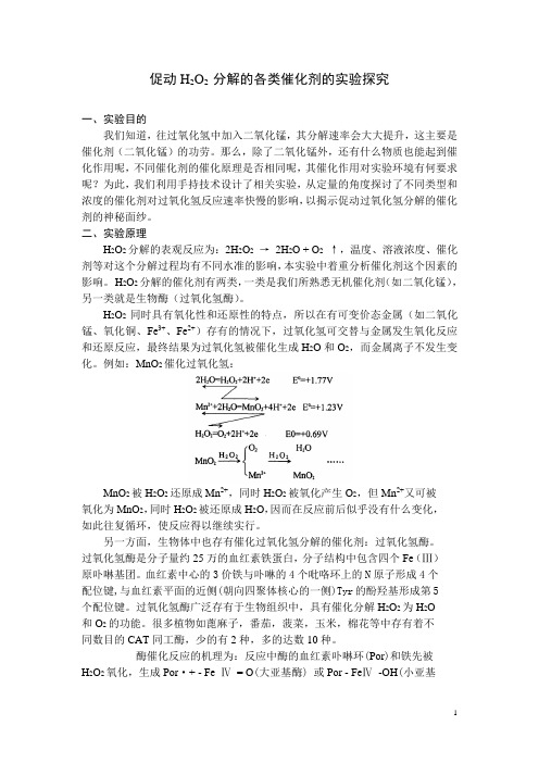 促进H2O2,分解的各类催化剂的实验探究