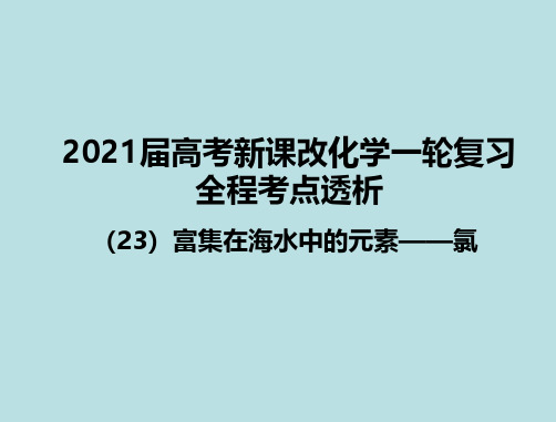 高考化学专题复习23富集在海水中的元素——氯(共92张PPT)