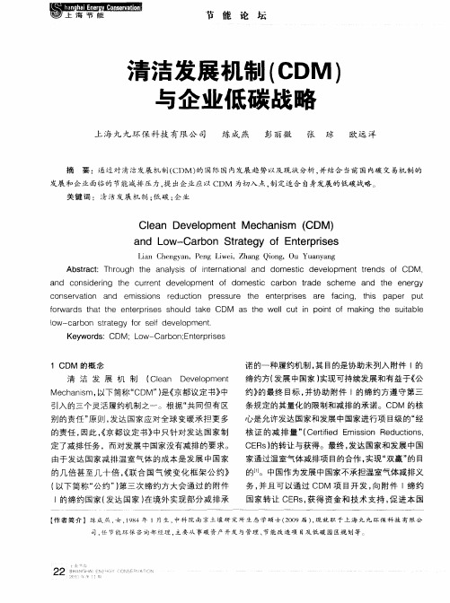清洁发展机制(CDM)与企业低碳战略