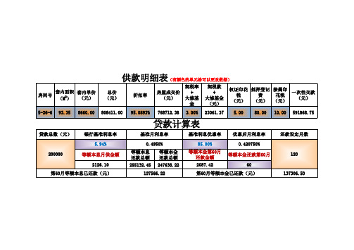 用excel做的很实用的房贷计算器