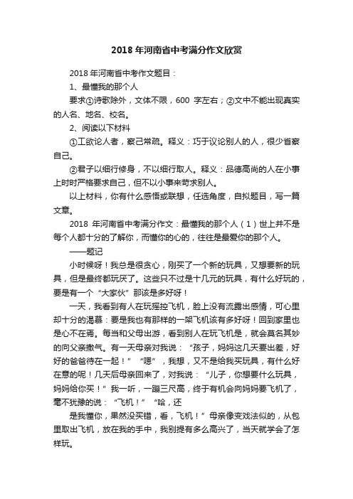 2018年河南省中考满分作文欣赏