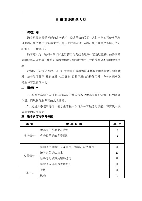 跆拳道教学计划