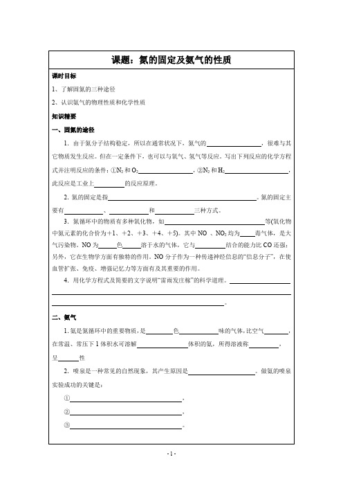 (4)氮的固定及氨气性质