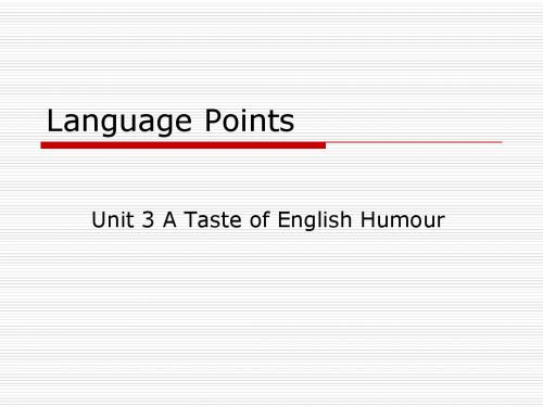 必修4 unit 3 Language Points