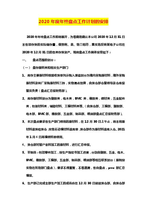 年终公司仓库盘点计划书