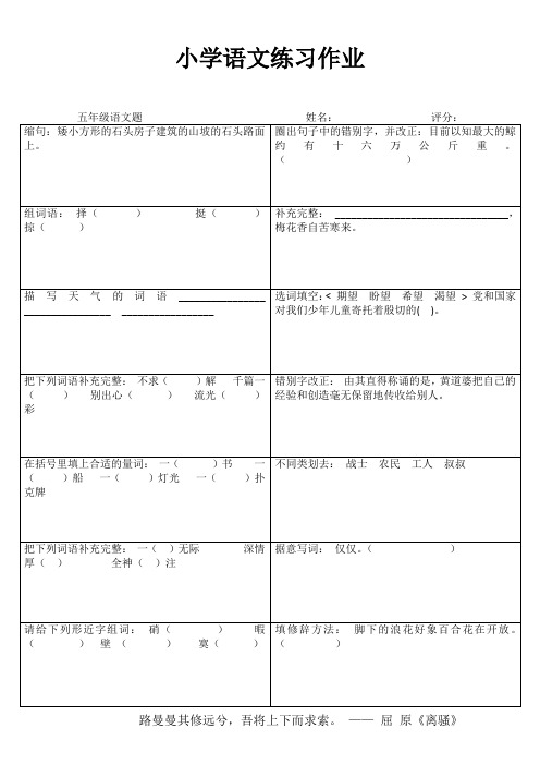 五年级语文课堂拓展精选练习IV (50)