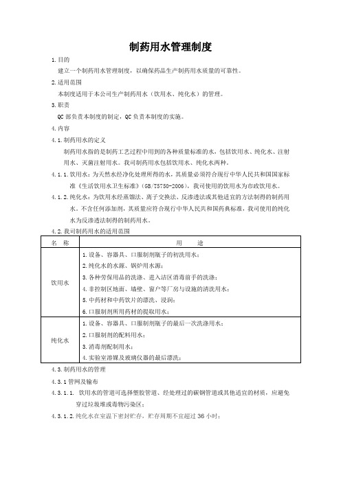 制药用水管理制度