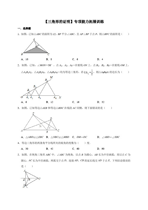 北师大版数学八年级下册第1章【三角形的证明】专项能力拓展训练