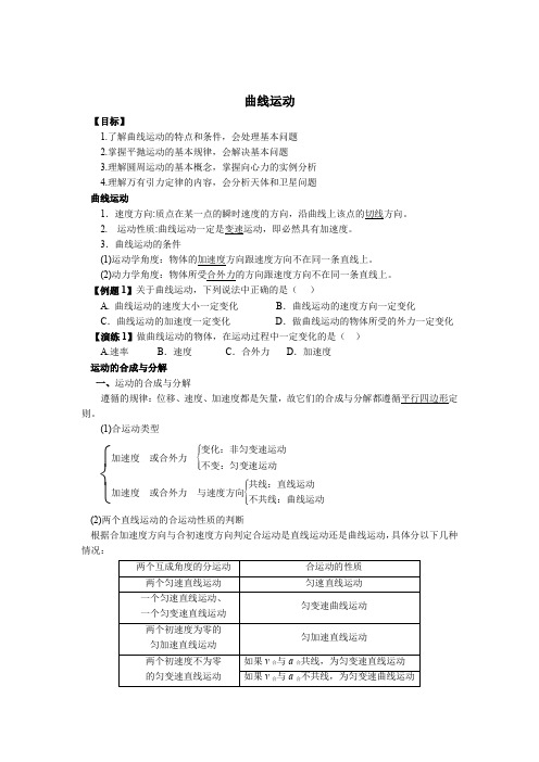 合格考系列---曲线运动