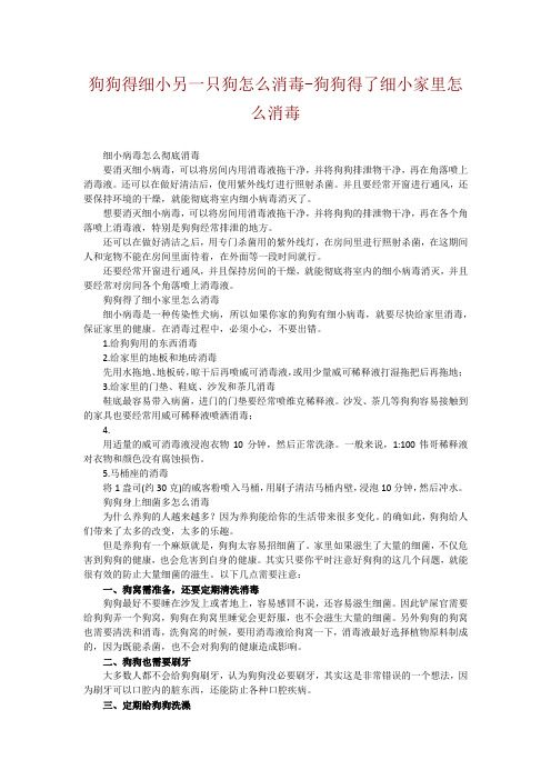 狗狗得细小另一只狗怎么消毒-狗狗得了细小家里怎么消毒