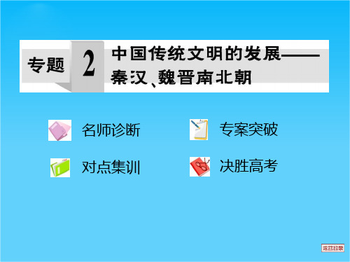 高三历史二轮复习课件《专题2 中国传统文明的发展--秦汉、魏晋南北朝》