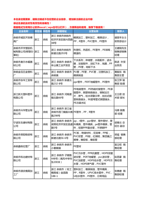 2020新版浙江省余姚PE管工商企业公司名录名单黄页大全24家