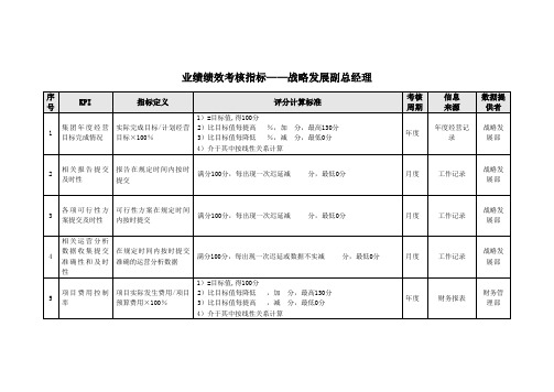 业绩绩效考核指标——战略发展副总经理