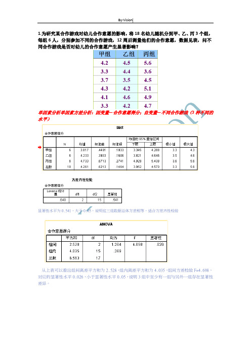 SPSS期末数据分析