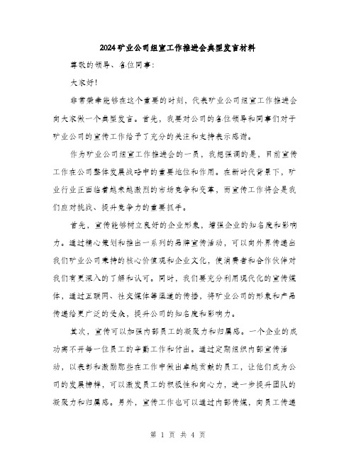 2024矿业公司组宣工作推进会典型发言材料（2篇）