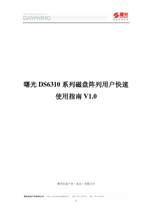 曙光DS6310系列磁盘阵列用户快速使用指南