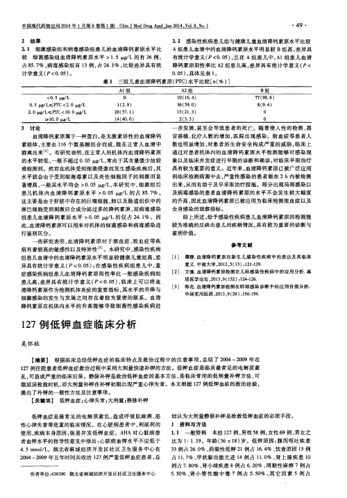 127例低钾血症临床分析