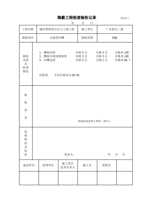 隐蔽工程检查验收记录(沟槽)