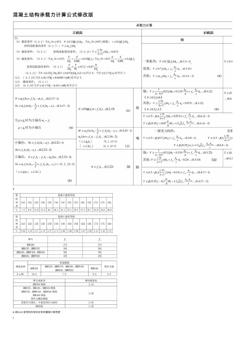 混凝土结构承载力计算公式修改版